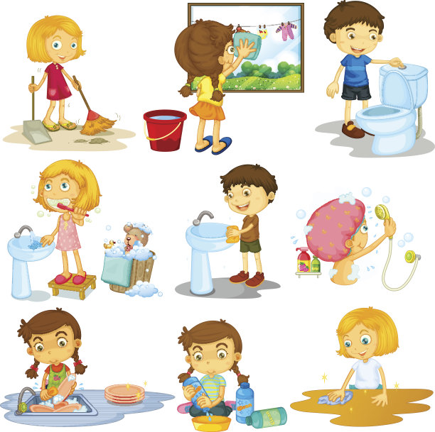 小孩做家务图片素材 - 正版小孩做家务照片|插画|矢量图素材下载 - Veer图库